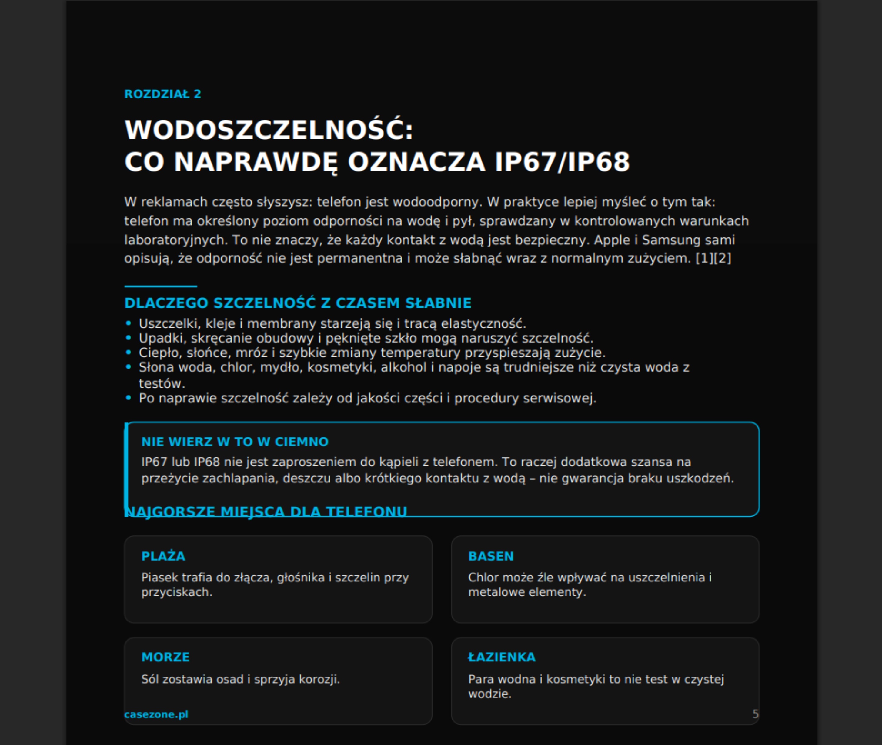 Strona ebooka: Wodoszczelność: co naprawdę oznacza IP67/IP68